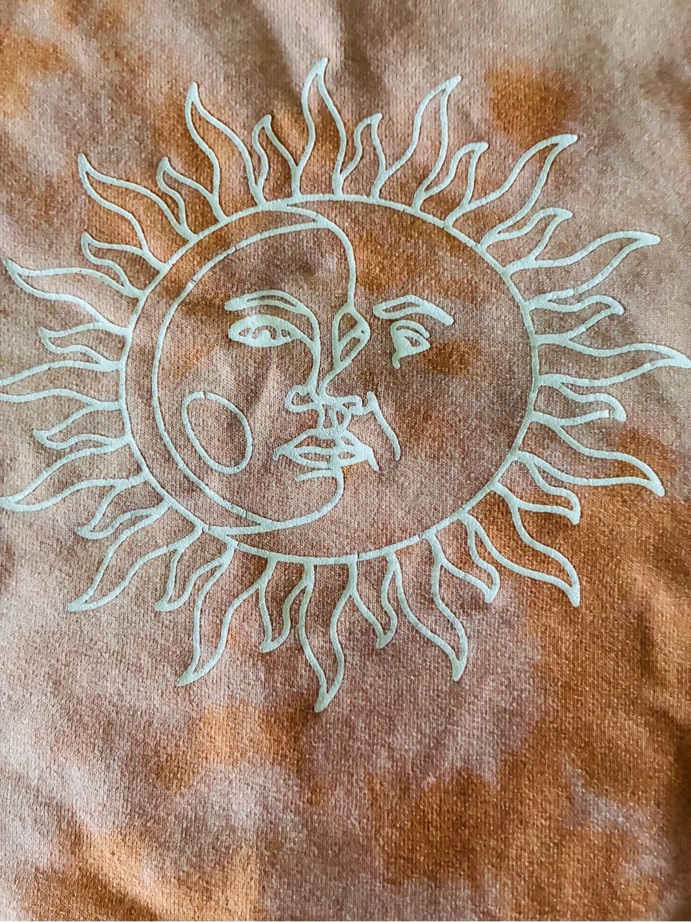 PacSun Tie-Dye Sun Graphic Crewneck Sweatshirt - Orange peach oversized S/M - Picture 3 of 6